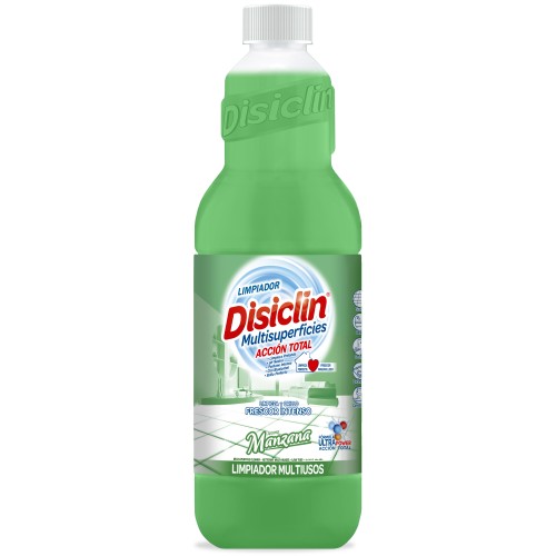 DISICLIN SUELOS  MANZANA LIMPIADOR 1 LITRO C/12 FREGASUELOS Y LIMPIADORES LIQ.